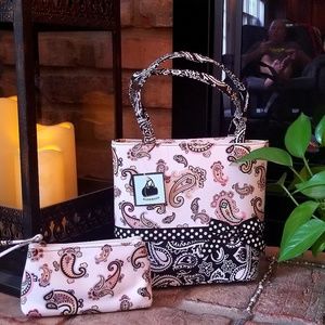 👜Boutique paisley black white bow handbag purse